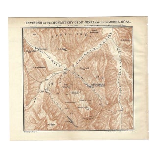Antique Map of Mount Sinai and Monasteries For Sale