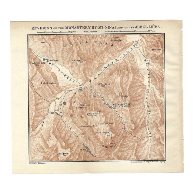 Antique Map of Mount Sinai and Monasteries For Sale