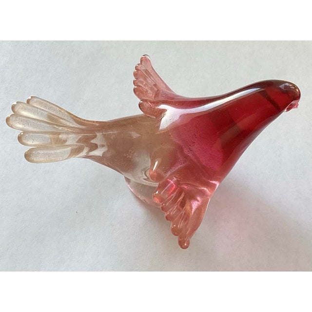 Metal Murano Red With Gold Flakes Bird Attraction to Barbini For Sale - Image 7 of 12