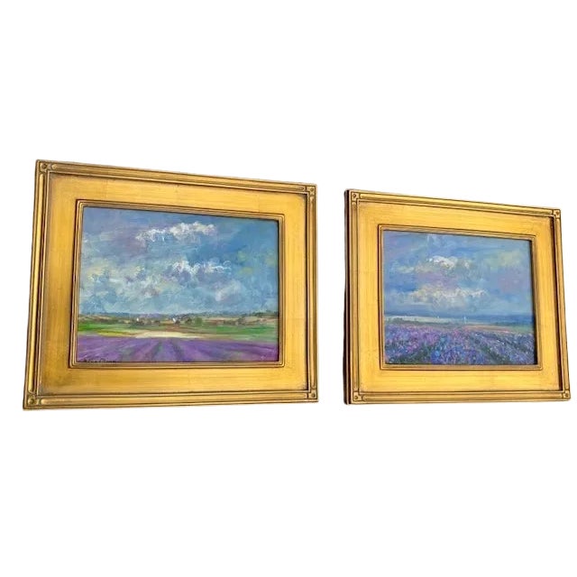 2010s A Pair of Gilded Framed French Landscape Paintings For Sale - Image 5 of 12
