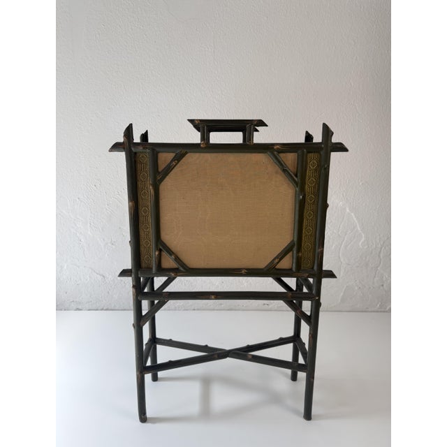 Chinoiserie-Style Magazine Rack in Wood and Silk, 1920s For Sale - Image 13 of 18