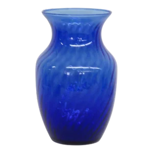 Indiana Glass Style Cobalt Blue Optic Swirl Hand Blown Vase