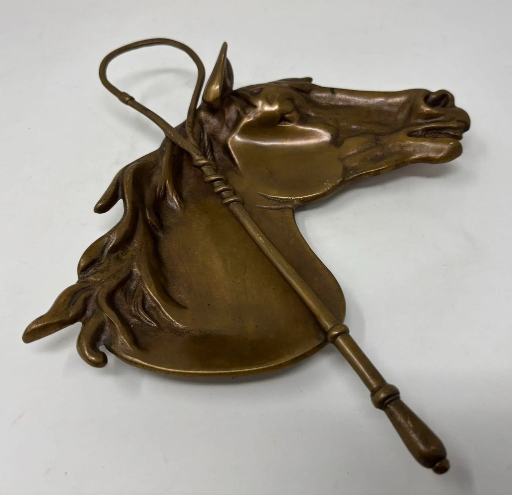 Vintage Cast Bronze Horse Head Ashtray Equestrian Dish Catchall 