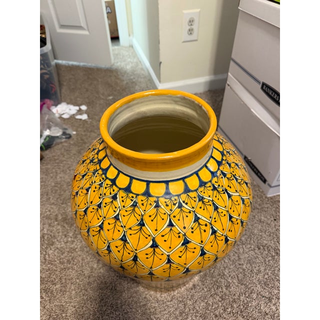 Abstract 1970s Casal Mexican Hand Painted Folk Art Pottery Floor Planter Jar 19” For Sale - Image 3 of 6