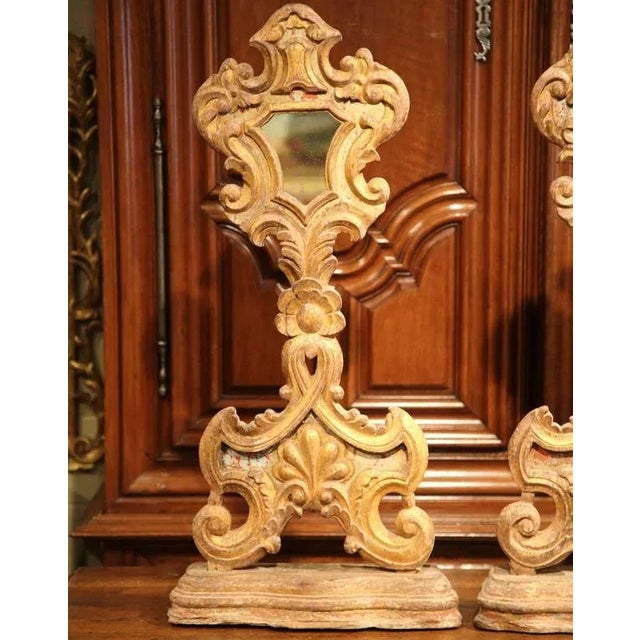 Pair of 19th Century Italian Baroque Giltwood Church Reliquary Mirrors For Sale In Dallas - Image 6 of 10