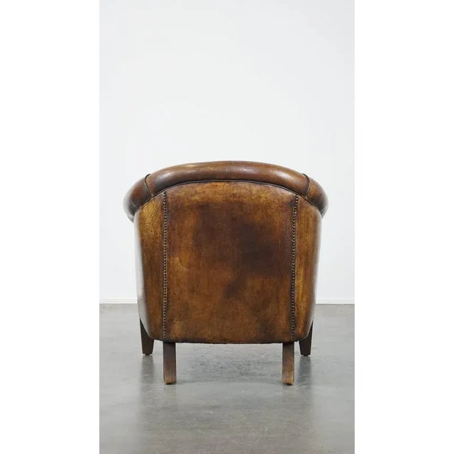 Vintage Club Chair in Cognac-Colored Sheep Leather For Sale - Image 4 of 17