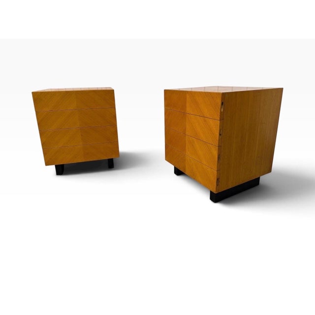 Mid-Century Modern Mid-Century Modern Art Deco Style 4-Drawer Nightstands - Set of 2 For Sale - Image 3 of 9