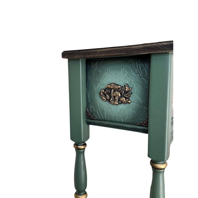 Ornamental & Decorative Materials Hand-Painted Woodland Console Table With Rabbit & Forest Motif — One-of-a-Kind Art Furniture Entryway Accent For Sale - Image 7 of 15