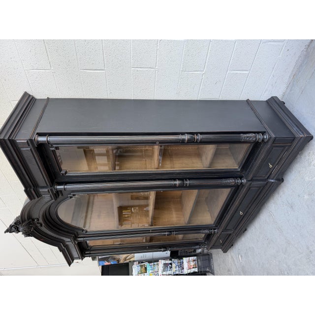 Large Napoleon III Bookcase in Wood and Glass For Sale - Image 10 of 11