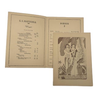 1938 Ss Mariposa Dinner Menu for Matson Lines Artwork by Frank McIntosh For Sale
