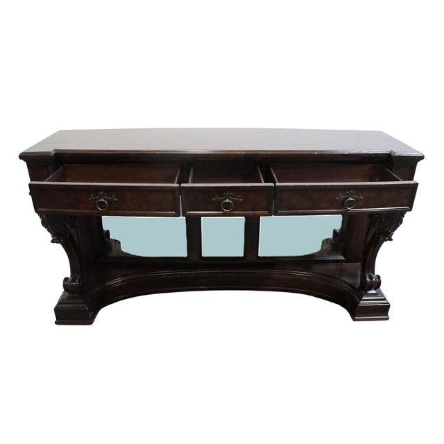 Early 21st Century Tommy Bahama Home Collection Walnut British Renaissance Revival 70" Mirrored Sideboard / Console Table For Sale - Image 5 of 12
