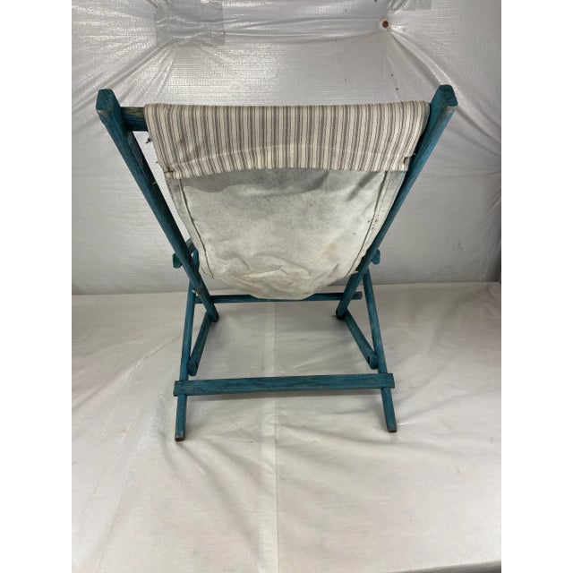 Antique Folding Wood Sling Chair For Sale - Image 4 of 10