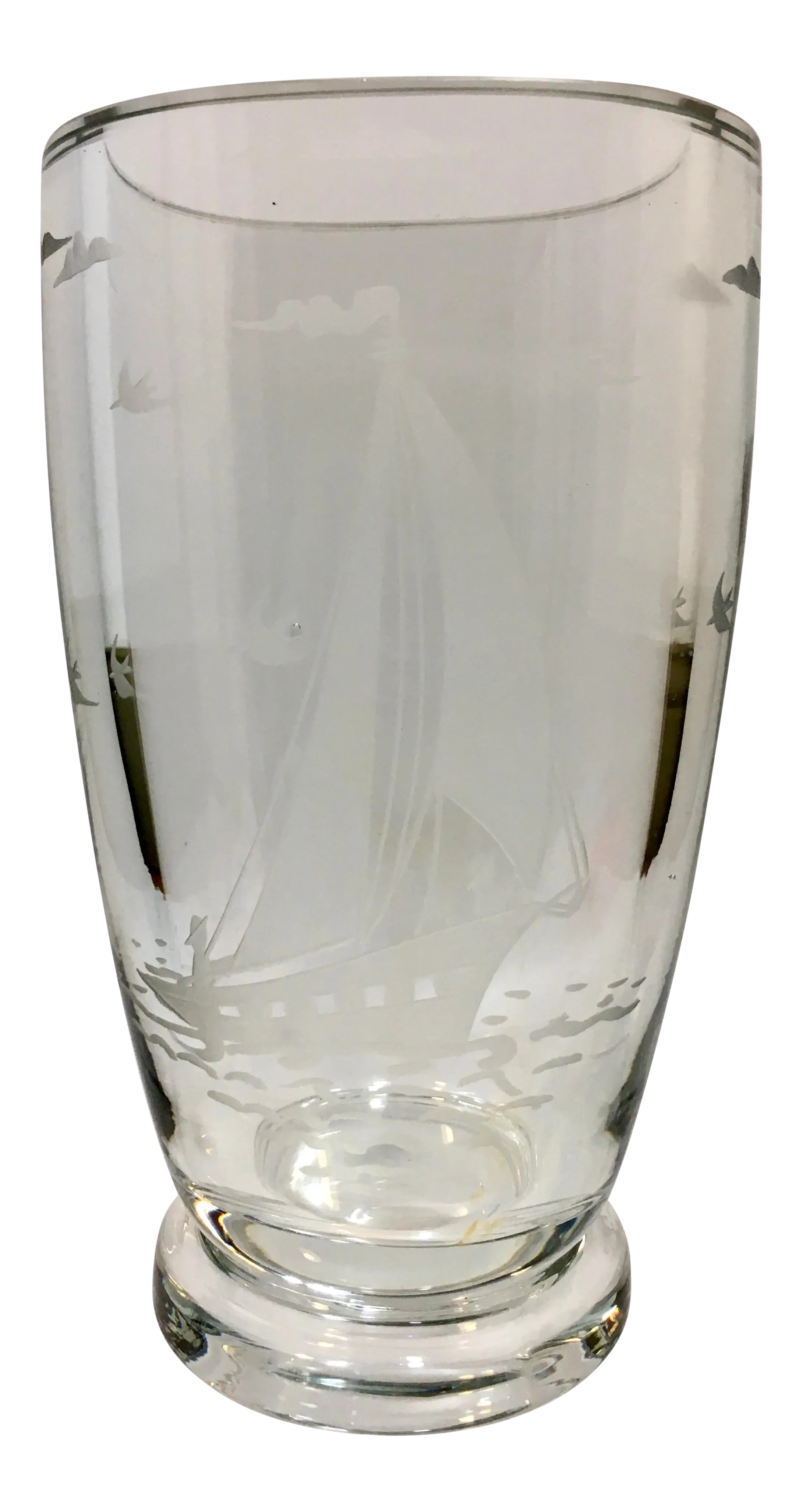 Crystal Lars Hellsten Orrefors Sailboat Vase | Chairish