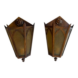 Antique Copper Plated Hexagonal Wall Sconces For Sale