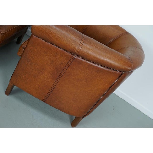 Vintage Dutch Cognac Colored Leather Club Chairs, Set of 2 For Sale - Image 11 of 18