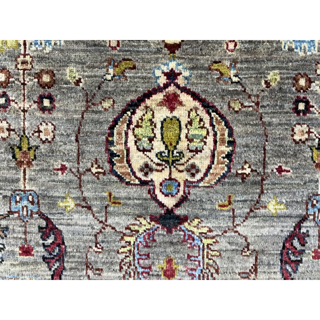 Textile Sultani Pineapple Floral Wool Rug in Gray and Burgundy, 4'10" X 6'5" For Sale - Image 7 of 15