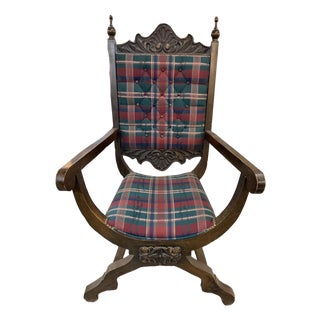 Antique Renaissance Revival Savonarola Armchair For Sale