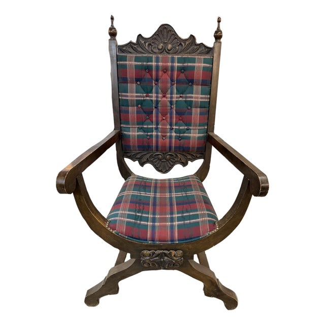 Antique Renaissance Revival Savonarola Armchair For Sale