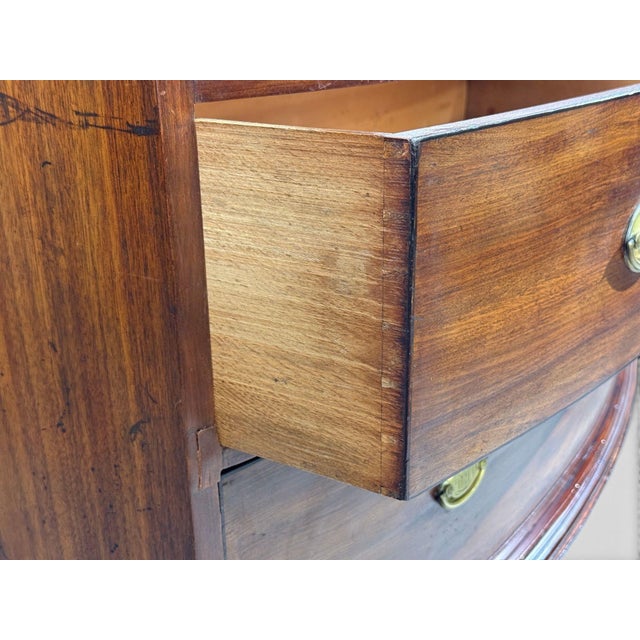 Georgian, Bow-Front Chest on Chest, Mahogany, Brass, England, 19th C. For Sale - Image 14 of 15