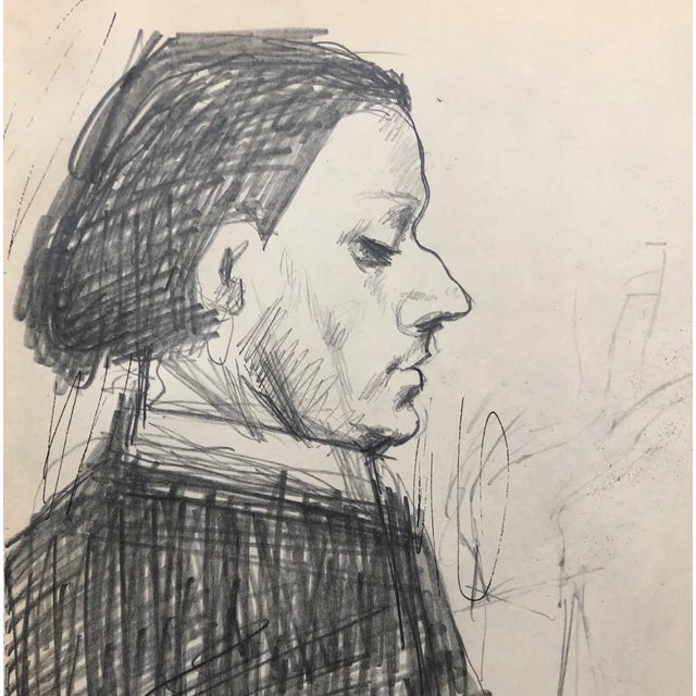 Modern graphite portrait of a man from a disbound sketchbook of similar works, most of which are dated 1961.