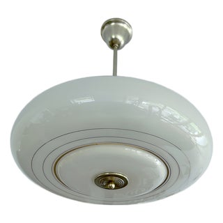 Art Deco Pendant Light in Ivory Glass, 1930s For Sale