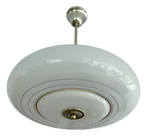 Art Deco Pendant Light in Ivory Glass, 1930s