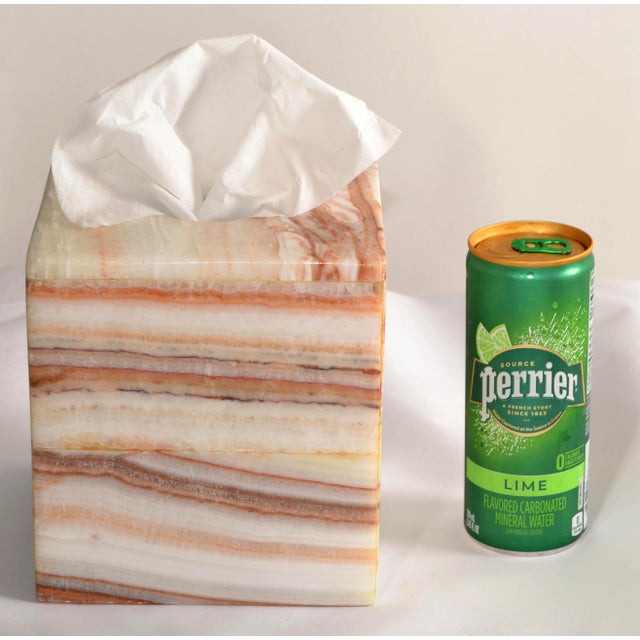 Gemstone Vintage Mid-Century Modern Onyx Gemstone Tissue Box Cover Paper Boutique Box For Sale - Image 7 of 12