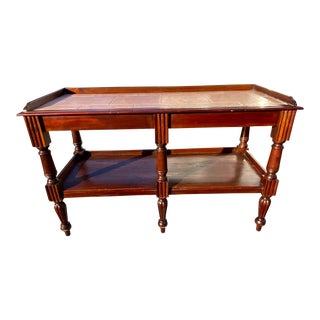 1980s Two Tier Ceramic Top Mahogany Server For Sale