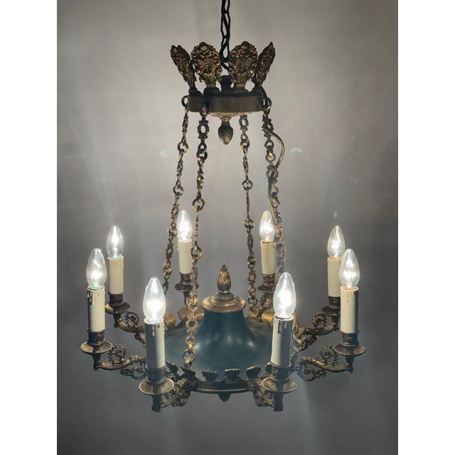 This impressive unique and high quality chandelier invites you to antique lovers. The graeat chandelier hung for a long...