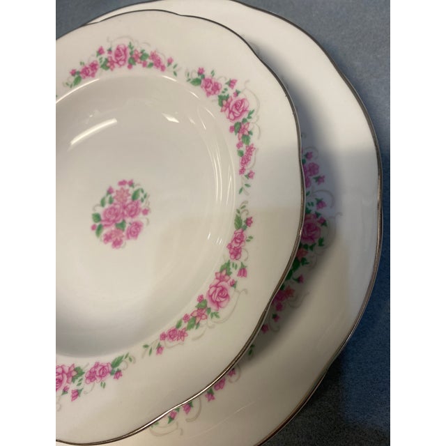 1970s Vintage Yong Sheng Pink Floral China 5-Peice Place Setting For Sale - Image 16 of 18