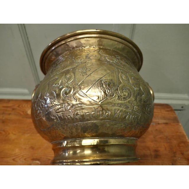 19th Century Gothic Brass Jardiniere with Shields For Sale - Image 6 of 7