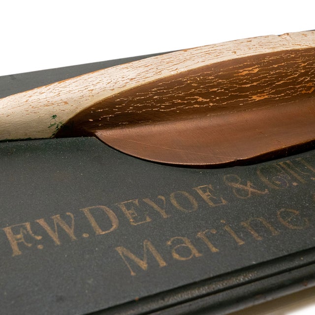 Rare antique hand-carved and painted half-hull advertising plaque by F.W. Devoe & C.T. Reynolds Co., marine paint...