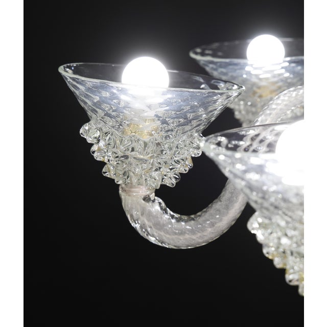 1950s 6 Light Rostrato Murano Glass Chandelier by Barovier & Toso For Sale - Image 15 of 15