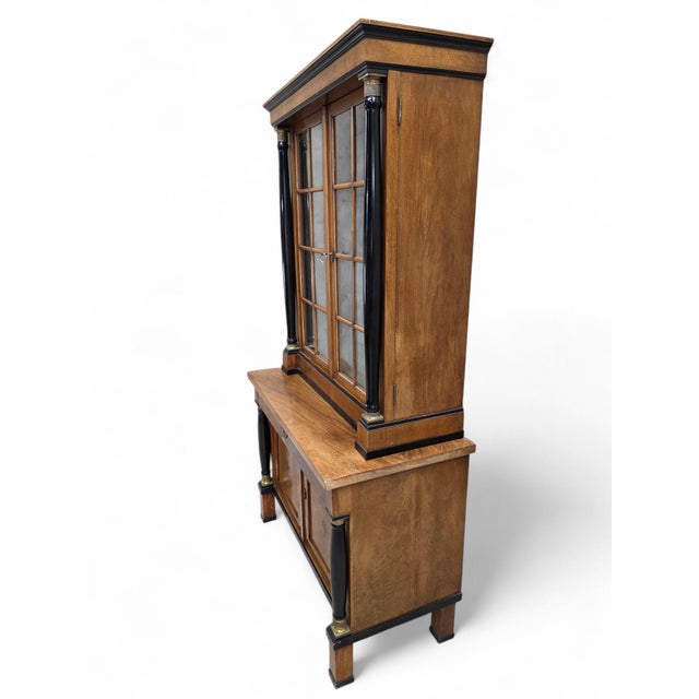 Biedermeier Antique Biedermeier Style Walnut Bookcase Vitrine For Sale - Image 3 of 9
