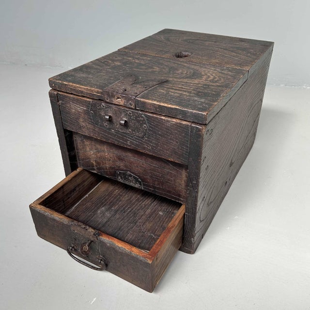 Contemporary Antique Wooden Zenibako Temple Offering Box, Japan, 1890s For Sale - Image 3 of 17