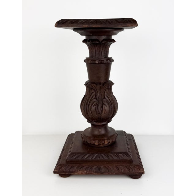 19th Century Antique Carved Wood Pedestal, 1890s For Sale - Image 5 of 17