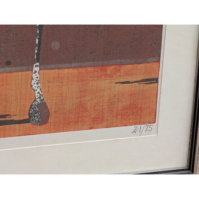 1970s 1970s "The Armored Horse and the Butterfly" Woodblock Print by Tadashi Nakayama #21/75 For Sale - Image 5 of 5