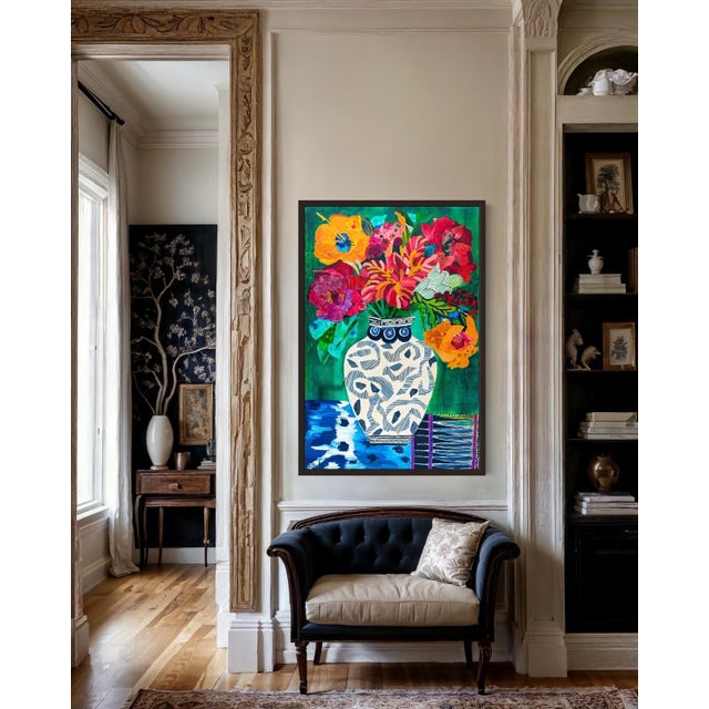 2020s Carolyn Shultz | Original Abstract Floral Still Life | Postcards From Morocco Series | Saffron For Sale - Image 5 of 5