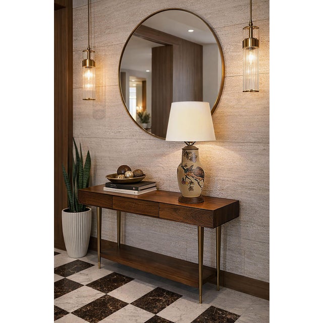 Offering a ceramic table lamp made by Lauritz Adolph Hjorth, Denmark 1930s. The body of the lamp is made from tan colored...