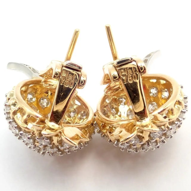 Gold Verdura Vintage Pineapple Diamond Platinum & Yellow Gold Earrings, Pair For Sale - Image 8 of 14