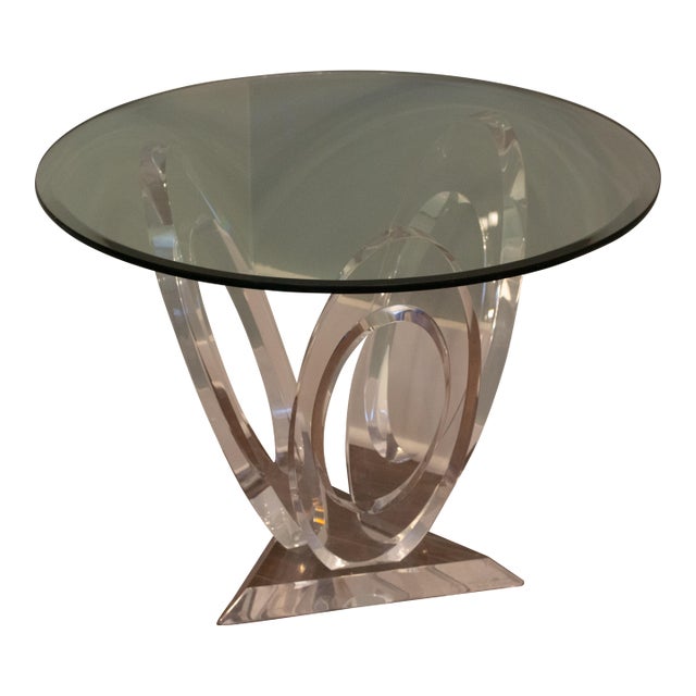 Pair of “Eclipse of Time” Table, Usa 1990 Acrylic, Glass Signed at Base Mikhail Lozniko For Sale