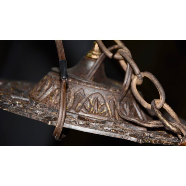 I. P. Frink Stained Glass Hanging Light Fixtures For Sale - Image 9 of 13