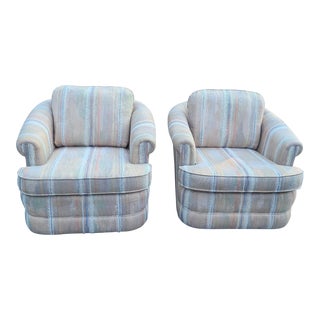 1980's Milo Baughman Style Swivel Chairs by Styler Magnuson - a Pair For Sale