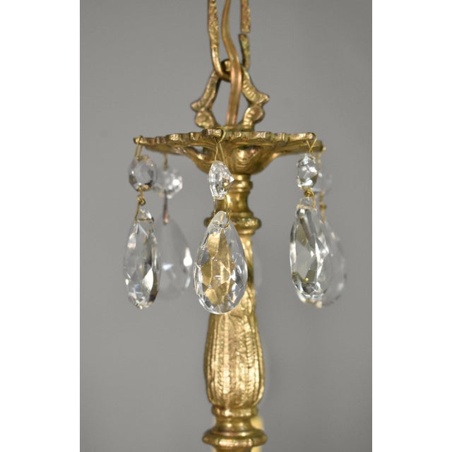 French Antique Gilt Brass and Cut Glass Chandelier, 1920s For Sale - Image 4 of 15