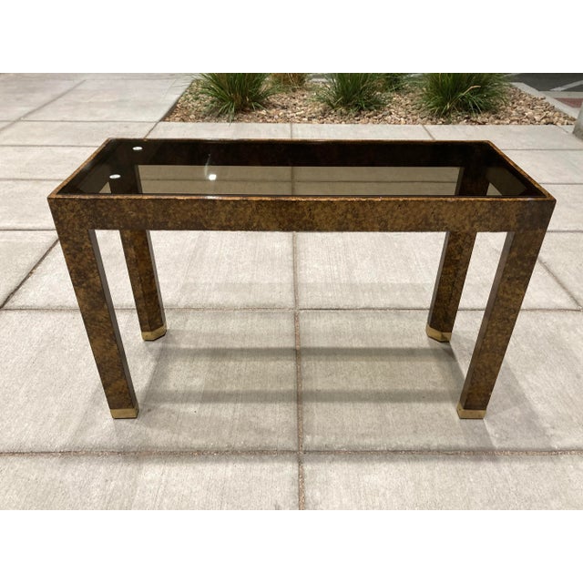 Mid-Century Modern Henredon Faux Tortoise Shell Parsons Console Table For Sale - Image 12 of 13
