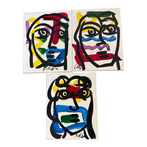 1970s Peter Keil Set of 3 Abstract Modernist Canvas Paintings