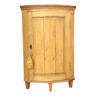 Antique Swedish Pine Corner Cupboard For Sale