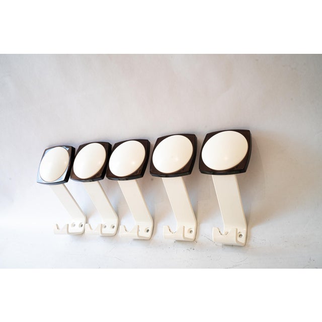 Mid-Century Modern Iron and Acrylic Glass Wall Hooks, Vienna, 1950s, Set of 5 For Sale - Image 3 of 6