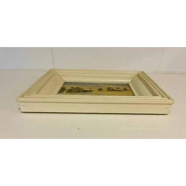 Mid-Century Modern Petite Original Oil on Wood on Rural Scene, Vintage For Sale - Image 3 of 6