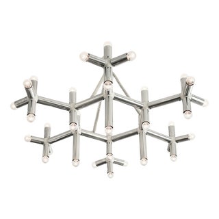 Large Model Atomic Chandelier in White Plastic and Aluminium, 1970s For Sale